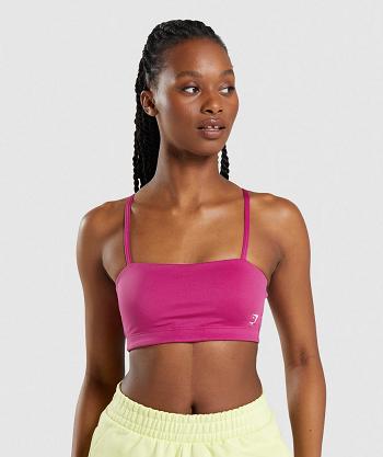 Staniki Sportowe Damskie Gymshark Bandeau Różowe | PL 2977AHK